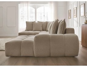 Szürkésbarna zsenília kinyitható-tárolóhelyes sarokkanapé (bal oldali-U alakú) Everest – Bobochic Paris