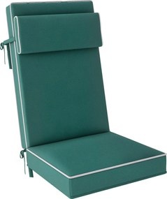 Outsunny Ülőpárna 120 x 47 x 9.5 cm Vízálló Székpárna Pántokkal, Fejtámlával, UPF50+ Kültéri-Beltéri Ülőpárna, Ülőpárna Összecsukható Székhez, Étkezős