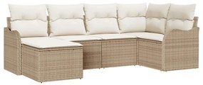 vidaXL Kerti Kanapé Szett párnával 6 pcs Bézs Poli rattan