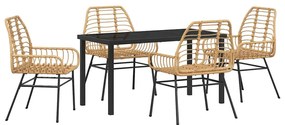 vidaXL Kert étkező szett 5 pcs Barna polirattan