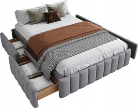 Kárpitozott ágy 140 x 200 cm méretben, franciaágy szürke