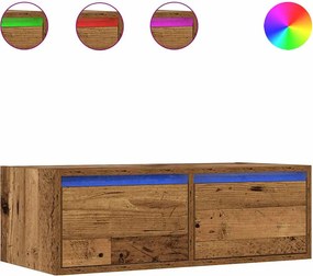 vidaXL TV szekrény LED világítással régi fa 75x35,5x25 cm