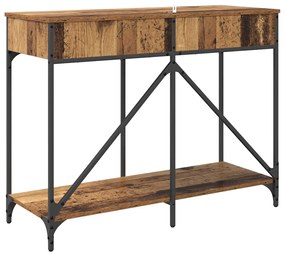 vidaXL Konzolasztal fiókkal Öreg fa 100 x 39 x 78,5 cm Faanyag