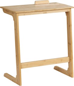 HOMCOM C-Formájú Asztal Bambuszból Állítható Felső Részével és 140-180°-os Dőlésszöggel Nappaliba, Hálószobába, Kanapé Mellett 60x33x67 cm Természetes