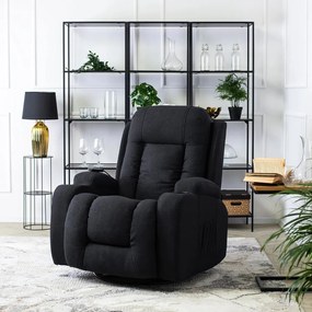 Elektromosan Vezérelhető Masszázsfunkciós Relaxfotel Fekete Szövet Kárpittal. BOX 2