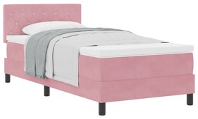 Box Spring Ágy Matraccal Rózsaszín 90x200 cm Bársony