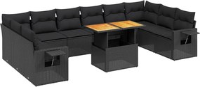 vidaXL 11 részes fekete polyrattan kerti ülőgarnitúra párnákkal