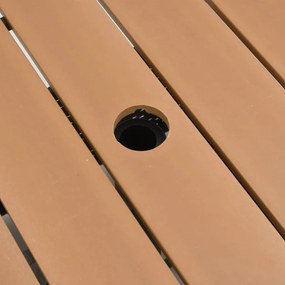 barna polyrattan kerti asztal napernyőlyukkal 55x55x46,5 cm