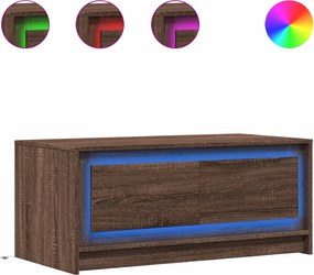 vidaXL barna tölgy színű szerelt fa dohányzóasztal LED-világítással
