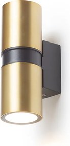 RENDL MANO fali lámpa szálcsiszolt sárgaréz/fekete 230V LED GU10 2x8W IP54