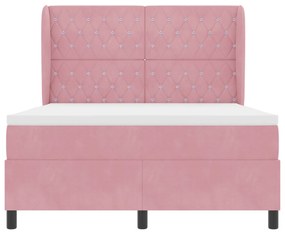 Boxspring Ágy Matrac Szett Rózsaszín 160x200 cm Bársony