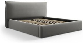 Szürke kárpitozott ágyneműtartós franciaágy ágyráccsal 140x200 cm Elio – Milo Casa