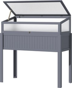 Outsunny Emelt Kerti Ágy Fa Hideg Átmenettel 2 az 1-ben Üvegház Paradicsomház Zöldségágy Fűszerágy Teraszra és Kertbe Polykarbonát Szürke 120 x 54 x 1