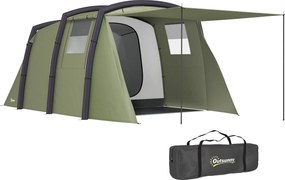 Outsunny felfújható családi alagútsátor 3–6 személy — glamping sátor előtetővel, hálós ablakokkal, hordtáskával, UPF50+, vízálló | Aosom