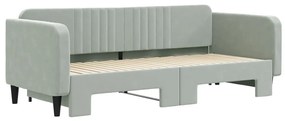 világosszürke kihúzható bársony heverő 90 x 200 cm