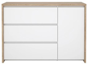 Fehér-natúr színű komód tölgyfa dekorral 119x84x48 cm Next – Tvilum