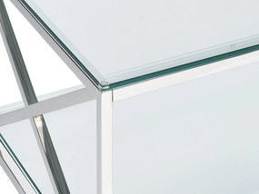Ezüst üveg dohányzóasztal 60 x 120 cm AUDET Beliani