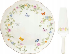 Tálalótál Sütemény , Tányér, 32cm, Tavasz, Pillangók, Pasztellvirágok