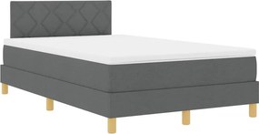 vidaXL LED Box Spring Ágy matracmal Sötétszürke 120 x 190 cm szövet