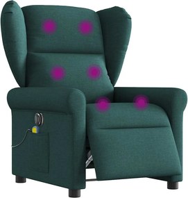 vidaXL sötétzöld szövet elektromos dönthető masszázsfotel