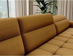 Sárga bársony kinyitható-tárolóhelyes sarokkanapé (bal oldali-U alakú) Berrto – ELTAP