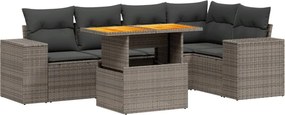 vidaXL 6 részes szürke polyrattan kerti ülőgarnitúra párnákkal