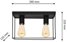 Mennyezeti lámpa FINN 2xE27/15W/230V fekete