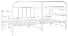 Nappaliágy Fém Trundle ágyneműtartóval Fehér 90x200 cm