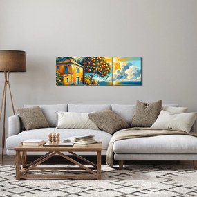 Kép - Ház narancsokkal I. (órával) (90x30 cm)