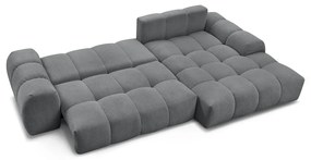 Sötétszürke zsenília kinyitható-tárolóhelyes sarokkanapé (jobb oldali-heverő résszel) Everest – Bobochic Paris