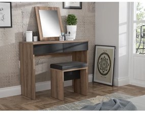 Sminkasztal JUNO + puff 45x29,6 cm barna/fekete