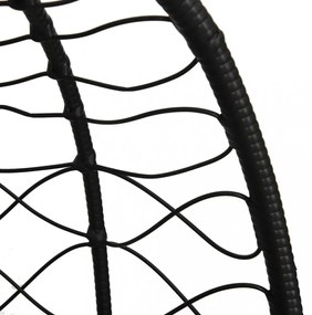 antracitszürke polyrattan és acél függő kagylószék párnával