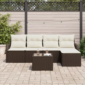 5 Részes Kert Kanapé Szett Párnákkal Szürke Poli Rattan, 2-Fős Kert Kanapé Párnákkal Barna Poli Rattan