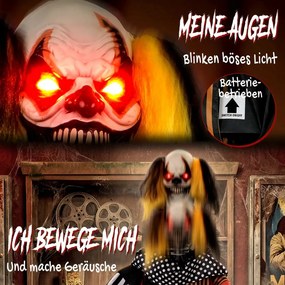 HOMCOM Animált halloweeni pattogatott kukorica bohóc ugráló fejjel