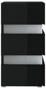 magasfényű fekete szerelt fa LED-es éjjeliszekrény 45x35x67 cm