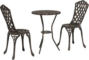 vidaXL Kert Bistro Készlet 3 pcs Bronz Alumínium