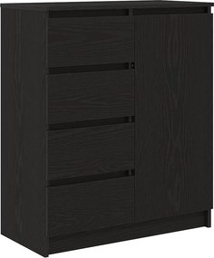 vidaXL fekete tölgy szerelt fa tálalószekrény fiókos 71x35x84 cm