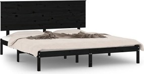 vidaXL fekete tömör fenyőfa ágykeret 200 x 200 cm