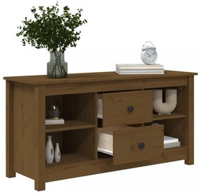 mézbarna tömör fenyőfa TV-szekrény 103 x 36,5 x 52 cm