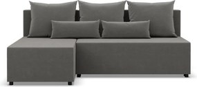 Nobu sarokkanapé, bársony, univerzális oldal, világosszürke