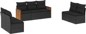vidaXL 7 részes fekete polyrattan kerti ülőgarnitúra párnával