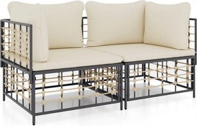 vidaXL 2 db szürke polyrattan moduláris sarokkanapé párnával
