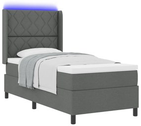 Boxspring Ágy Mattal és LED világítással Sötét Szürke 90x200 cm Szövet