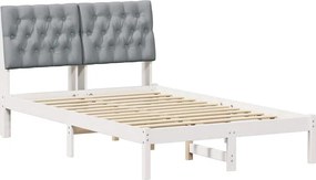 vidaXL Ágykeret Kárpitozott Fejtámlával fejtámlával Fehér 120 x 200 cm