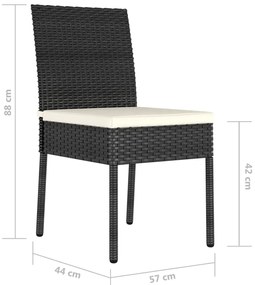 4 db fekete polyrattan kerti étkezőszék