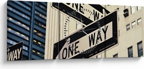 Kép - New York ONE WAY (órával) (90x30 cm)
