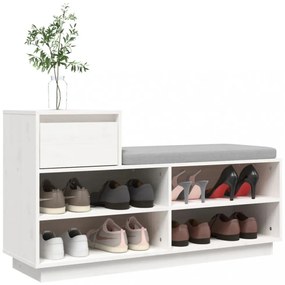 fehér tömör fenyőfa cipőszekrény 110 x 34 x 61 cm