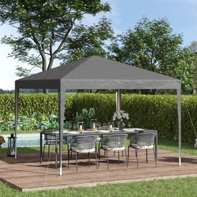 Outsunny Kültéri Kerti Pavilon 3x3m Összecsukható Pop-up Pavilon Hajtható Kerti Sátor UV-védelem + Hordtáska Acél Oxford Szürke | Aosom