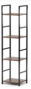 Bibliotecă, 4 rafturi, decor lemn vintage, MDF, lac negru