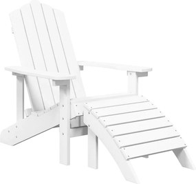 vidaXL fehér HDPE kerti adirondack szék lábtartóval